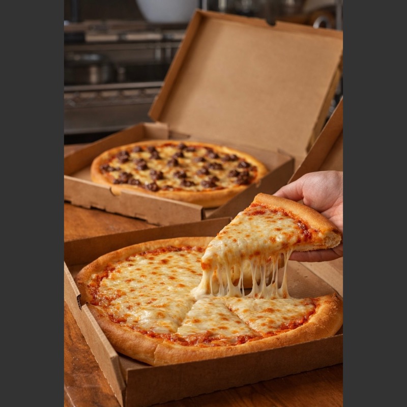 Classic cheese pizza lunch delivery in Kitui - Premium mozzarella pizza from Hussein Bakes