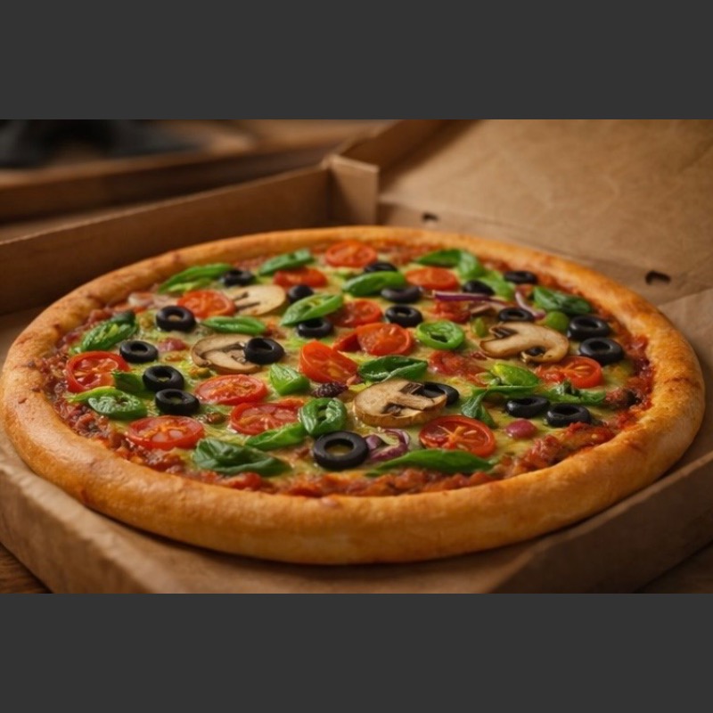 Fresh vegetable pizza order online - Hand-stretched artisanal pizza from Hussein Bakes Kitui